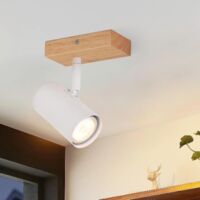 GBLY Faretto da soffitto con 1 spot, lampada da soffitto in legno - lampada da soffitto per corridoio, moderna in metallo bianco, portalampada GU10 a 350°, faretto da soffitto orientabile