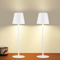 GBLY Lámpara de mesa Juego de 2,con batería inalámbrica - LED para exteriores 2600 mhA Lámpara de mesa para exteriores Lámpara de batería Bianca con batería regulable táctil recargable Mesa USB