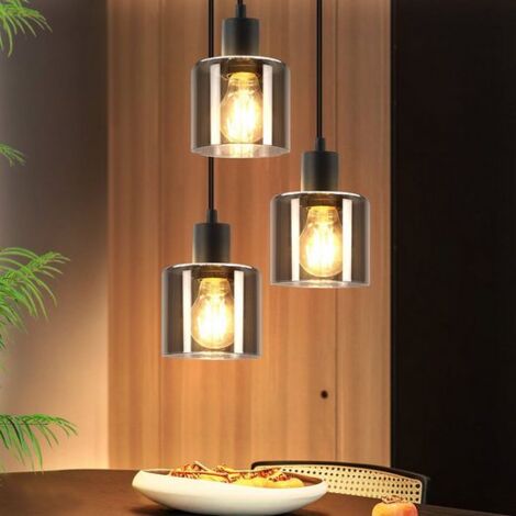 GBLY Lámparas colgantes de mesa de comedor - E27 Lámpara colgante de 3 llamas, lámpara de comedor industrial, regulable en altura, lámpara colgante para hotel, oficina (sin bombillas)