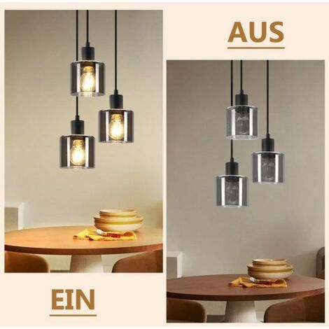 GBLY Lámparas colgantes de mesa de comedor - E27 Lámpara colgante de 3 llamas, lámpara de comedor industrial, regulable en altura, lámpara colgante para hotel, oficina (sin bombillas)