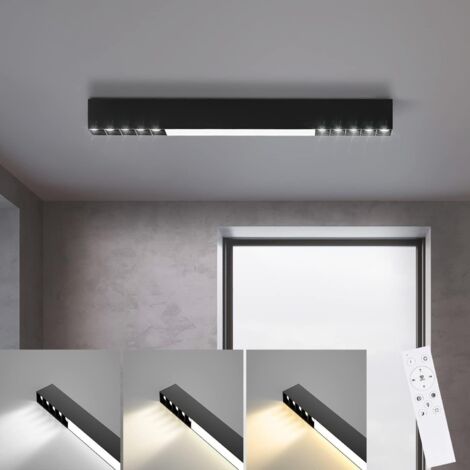 GBLY LED Lámpara de techo Sala de estar - 53CM Sala de estar de largo Negro Moderno Oficina de techo regulable con mando a distancia 17W Dormitorio Panel de iluminación (1/5)
