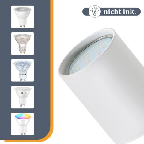 GBLY Plafón 6 focos orientables, blanco, focos de techo GU10, lámparas orientables 330°, iluminación interior, para salón, dormitorio, cocina, sin bombilla