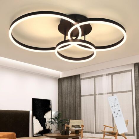 GBLY LED Lámpara de Techo Salón - Negra Regulable 82CM Lámpara de salón con mando a distancia 74W con 3 anillos Diseño en acrílico para dormitorio oficina cocina oficina hotel