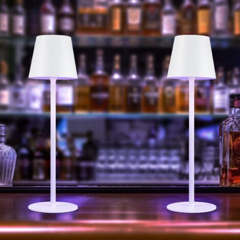 GBLY Pack de 2 Lámpara de cabecera con batería LED - Lámpara de mesa inalámbrica para exteriores 2600 mhA 6 colores RGB Lámpara de batería recargable regulable táctil Lámpara de batería TIPO-C p Blanc