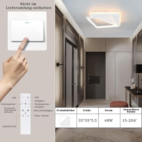 GBLY Lámpara de Techo LED Moderna 40W - Lámparas de Dormitorio para Sala de Estar Lámpara Regulable con Control Remoto Blanca Lámpara de Cocina de Diseño Lámpara de Techo para Pasillo de Cocina