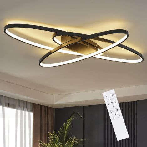 GBLY Lámpara de Techo LED Regulable: Lámpara de Dormitorio Negra Moderna Lámpara de Sala de Estar de Diseño de 75 W con Control Remoto Luz de Techo para Sala de Estar Dormitorio Comedor Oficina