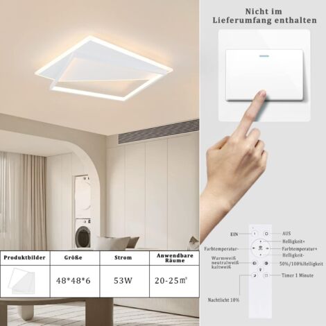 GBLY Lámpara de Techo Luz de Techo Regulable LED Lámpara de Dormitorio Blanca 53W Lámpara de Sala de Estar Moderna Lámpara de Cocina de 48 cm para Pasillo de Cocina