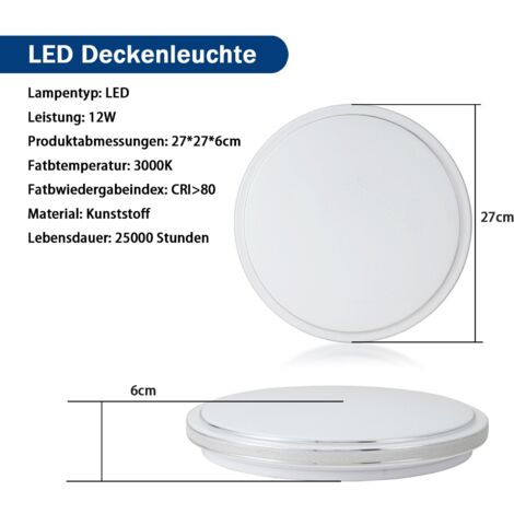 Lámpara de Techo LED  - GBLY Diámetro 27 cm Lámpara de Dormitorio con Cielo Estrellado Lámpara de Cocina Moderna Lámpara de Pasillo Blanca cálida de 12 W Lámpara de Techo Redonda para Cocina