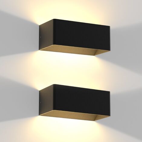 2ER Aplique LED para Interiores,GBLY iluminación de Pared Negra de 5 W, Foco de Pared Arriba Abajo, lámpara de Pared para Escalera, Haz Ajustable de 3000 K, Blanco cálido (1/5)
