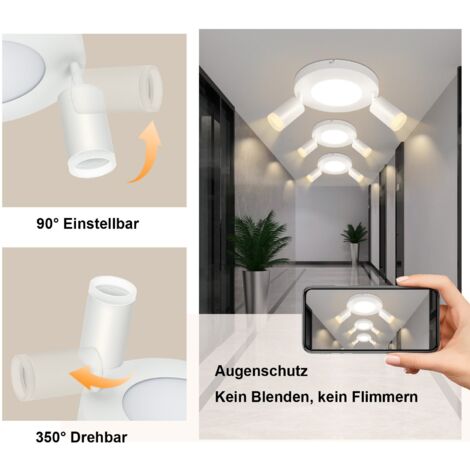 NETTLIFE Foco LED Blanco GU10 Giratorio 330° Ajustable Lámpara de Moderna Foco de Pared Industrial para Sala de Estar Dormitorio | Leroy Merlin