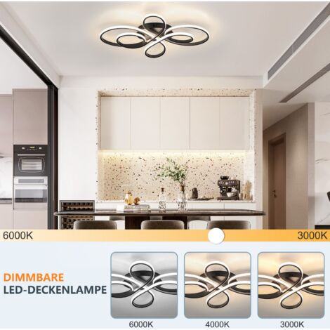 Plafonnier LED Dimmable Moderne 65W Noir - Design Géométrique, Lumière Réglable Blanc Chaud à Froid, Pour Salon/chambre - 2