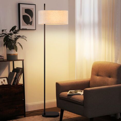 GBLY Lámpara de pie vintage - 154 cm, pantalla de tela negra, E27, estilo industrial retro con interruptor de pie, para dormitorio, luz natural (sin bombilla)