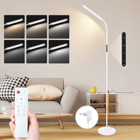 GBLY Lámpara de pie LED regulable  - 11 W, blanco 3000 K-6500 K, 5 temperaturas de color, 5 niveles de brillo, lámpara de lectura giratoria, control táctil, temporizador de 1 hora, lámpara de pie