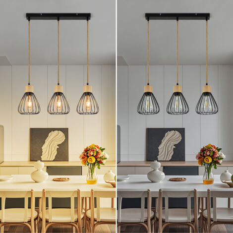 Lámpara Colgante Industrial Vintage - Cuerda De Cáñamo, E27, 1m, Para Comedor, Bar