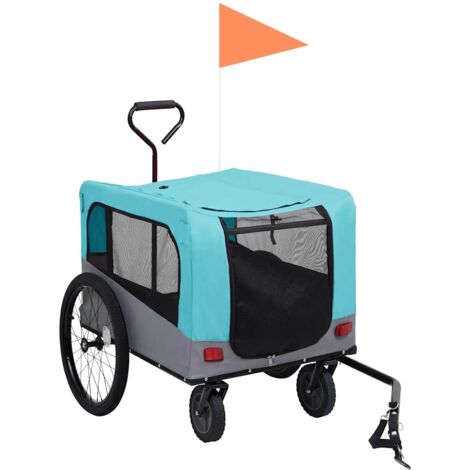 GBLY 2-in-1 Fahrradanhänger für Hunde und Buggy Blau und Grau