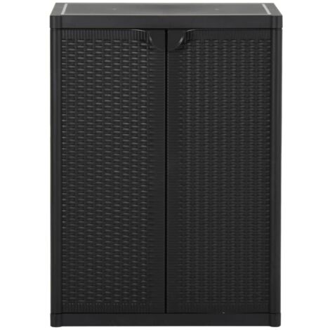 GBLY Gartenschrank Schwarz 65x45x88 cm PP Rattan-Optik