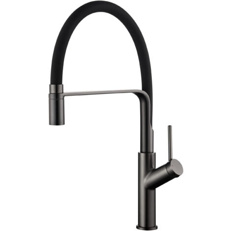 MIce - Grifo de cocina monomando para fregadero - flexible - elegante y resistente - Griferia para fregadero - Serie SENA Black Gun Metal - GCE022/BGM