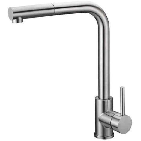 Mice - Grifo de cocina monomando con Ducha Extraíble, Grifo para Fregadero con 2 Modos de Rociado, Grifo de Cocina Monomando (Acero Inox.) - GCE006/AC