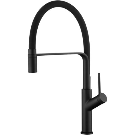 MIce - Grifo de cocina monomando para fregadero - flexible - elegante y resistente - Serie SENA Negro Mate - GCE022/NG