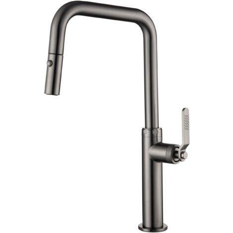 Mice -Grifo de cocina monomando extraíble con difusor doble jet - Color Black Gun Metal - Serie Niza GCE027/BGM