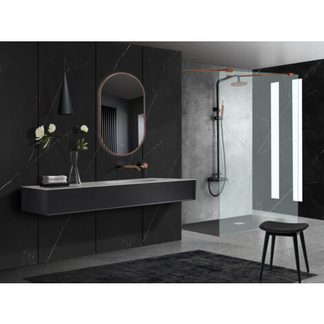Espejo led para baño, vestidor, maquillaje con marco color Oro Rosa Cepillado, retroiluminado luz triled - Interruptor Táctil - Anti-Niebla 50x90cm (1/3)