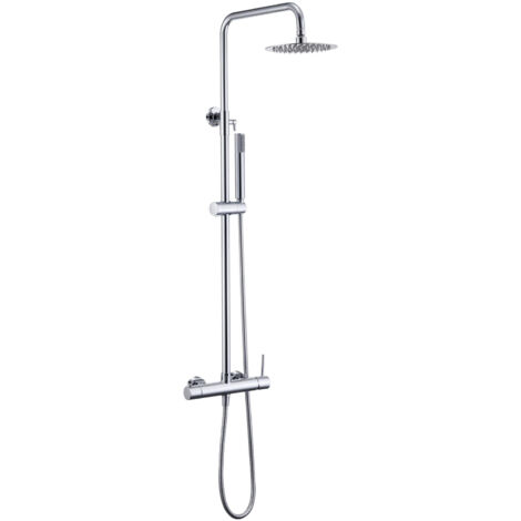MICE - Columna de ducha con monomando integrado de acero inoxidable - rociador extraplano - Griferia baño color Cromado