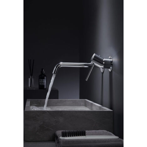 Grifo Empotrado Monomando De Lavabo MILOS STICK – Blanco Mate, Montaje A La Pared, Serie IMEX