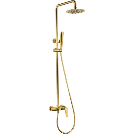 MICE - Barra de ducha monomando extensible - Columna de ducha - Griferia baño con rociador y mango de ducha Color Oro Cepillado - BDD055/OC