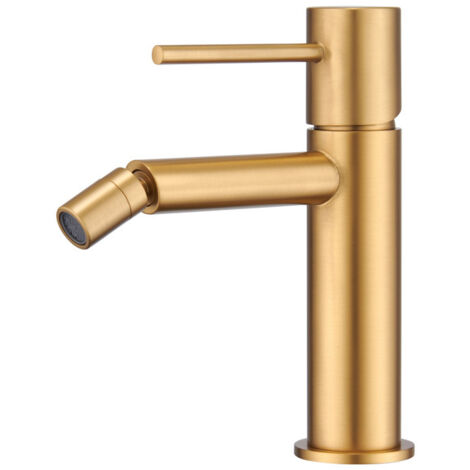Mice - Grifo de bide - Monomando de griferia para WC agua Fria/Caliente - Grifo higienico color Oro Cepillado - BDM039-2OC