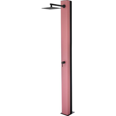 Ducha Solar Exterior para Piscina y Jardin/Con deposito de Agua (Aluminio) hasta 39L/Se calienta con el Sol/Griferia Ext para Piscinas(Rosa Coral)