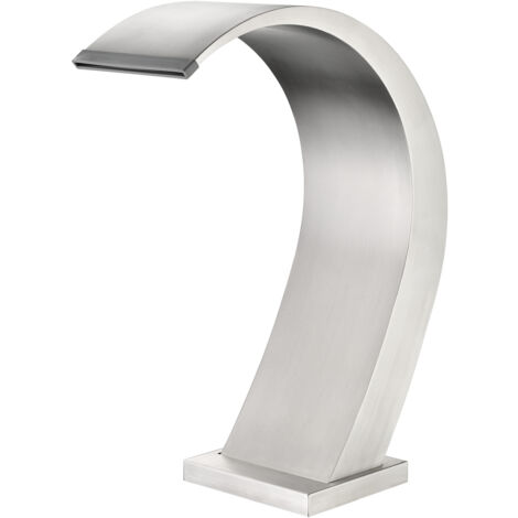 Cascada de Piscina/Griferia Exterior/Ducha de Cascada para Circuito SPA/Diseño Curvado para Interiores y Exteriores/Acero INOX S316 (Acero Cepillado)