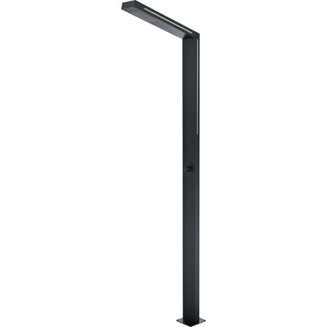 Columna de Ducha exterior de Acero INOX S316/Griferia Exterior para Piscina/Jardin/SPA/Con Luz Led Que Genera el Movimiento del Agua (Negro Mate)