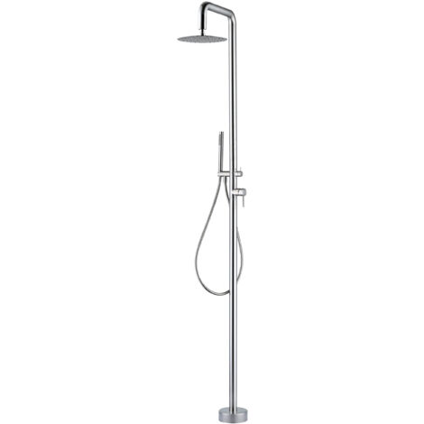 Columna de Ducha para Exterior Fabricada en Acero Inox S316-Monomando de 2 Vias con Mango de Ducha-Ducha para Piscinas-Jardines y SPA(Acero Cepillado)