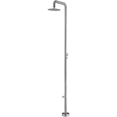Mice - Columna de Ducha Exterior, Ideal para Jardines, Piscinas, SPA Fabricada en Acero Inoxidable S316, Monofluido, Agua Fria Color Acero Cepillado