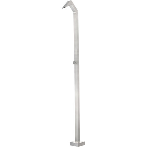 Columna de Ducha Exterior para Piscina, Jardin, SPA - 1 Via de Agua Fria - Monofluido - 218 cm de Alto con Rociador Tipo Cascada (Acero Cepillado)