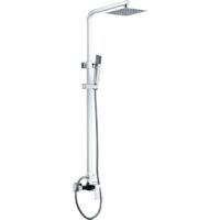 Mice - Conjunto Columna de ducha Monomando con barra extensible - Barra de ducha con Rociador y mango - Griferia de baño color Cromo