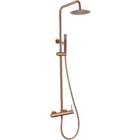 MICE - Columna de ducha con monomando integrado de acero inoxidable - rociador extraplano - Griferia baño color cobre - Oro Rosa Cepillado