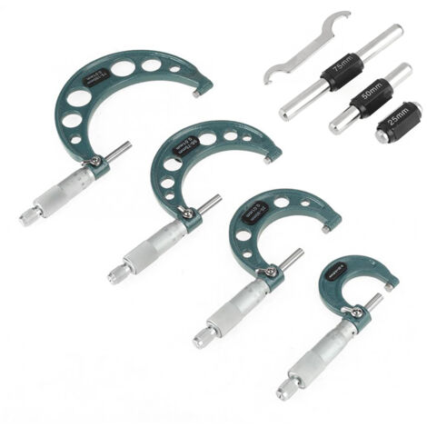 4-teiliges Außenmikrometer-Set 0-100 Mm – Robust, Präzise & Mit Praktischem Holzkoffer