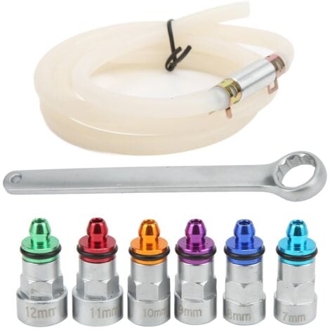 VOBOR Bremsenentlüftungsschlüssel Set - 6 Adapter 7-12mm Inkl. Ablassschlauch | Für Auto, SUV & Motorrad