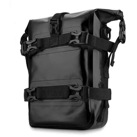 Zoternen Motorrad-Leitplankentasche mit Großem Fassungsvermögen, PVC-Rucksack, Multifunktionaler Reittasche und Umhängetasche (BLACK)