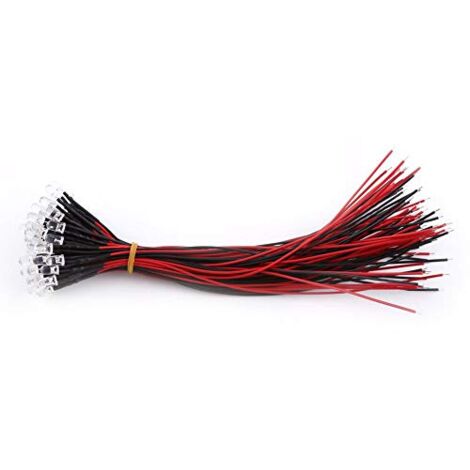 Produktbild von 10er-Pack 12V LED-Vorwiderstandsleuchten 5mm – 20 Cm Kabel, Verschiedene Farben (z.B. Grün) Für Statusanzeigen & Modelle