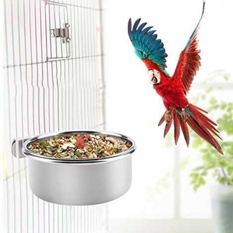 FTVOGUE Hngende verstellbare, WildvGel Futterstationen Lebensmittel Wasser  Lebensmittel Futternapf Edelstahl Papagei Sittich Feeder Vogelkfig Zubehr  Trinkbecher(S)