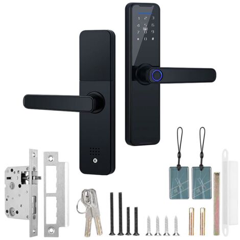 Smart Lock Fingerabdruck-Türschloss mit APP, Fingerabdruck, Karte, Schlüssel und Code Entriegelt, Geeignet für Alle Türen, Unterstützt Benutzerverwaltung mit APP für den Betrieb