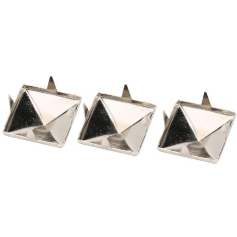100 Stück 15mm Vierbacken Nieten Metall Punk Spikes Quadratische Nieten Leder Spitzennieten für Punk, Handwerk, Leder, Kleidung, Schuhe, Dekoration (Silber)