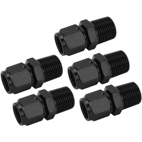 5 Stück 6AN-Buchse auf 3/8 NPT-Stecker-Adapter, Aluminiumlegierung, schwarz, einfach austauschbarer gerader 6AN auf 3/8 NPT-Schlauchadapter