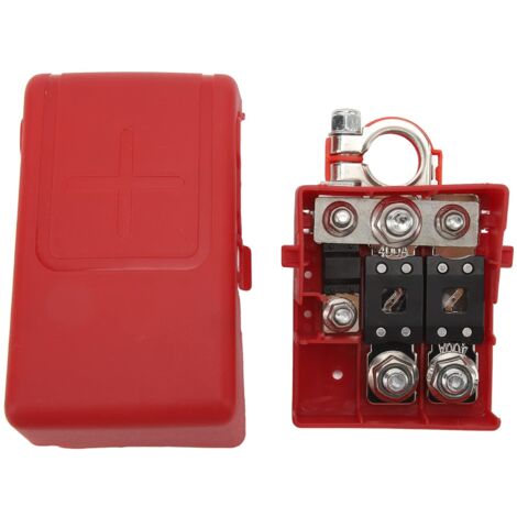 Batterieklemmen-Sicherungskasten, 32 V, 400 A, Kurzschlussschutz, Schnellanschluss, empfindlich für Wohnwagen, flache Batterie, Verteilerklemmen-Sicherungsblock, Stromkreis mit Abdeckung