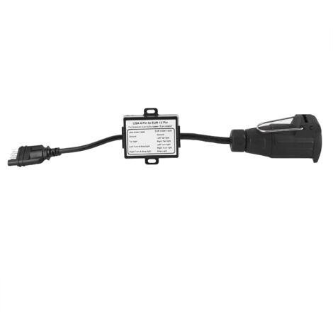 Aramox Anhängerkabeladapter, Anhängerstecker aus Kunststoff, US 4-poliger Flachstecker auf EU 13-poligen tragbaren Anhängerbeleuchtungsstromkreis-Kabeladapter