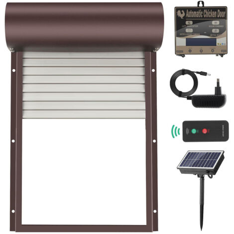 Automatische Hühnerstalltür mit solarbetriebener Batterie, LCD-Display, Timer und Lichtsensor, IP65-Fernbedienung, wasserfest, 4 Modi