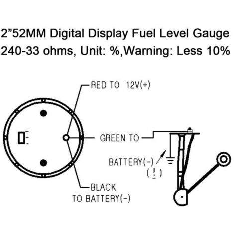 Zoternen Universal 2 Zoll 52 mm Digitalanzeige Tankanzeige 240–33 Ohm Blaue LED/Rote LED 12 V