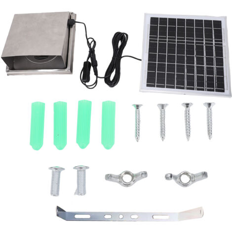 Zoternen Edelstahl-Solarpanel-Ventilator-Kit, 8 W, regenfeste Dunstabzugshaube für Küche, Gewächshaus, Tierhaus, Hühnerstall, monokristallines Silizium (1/5)